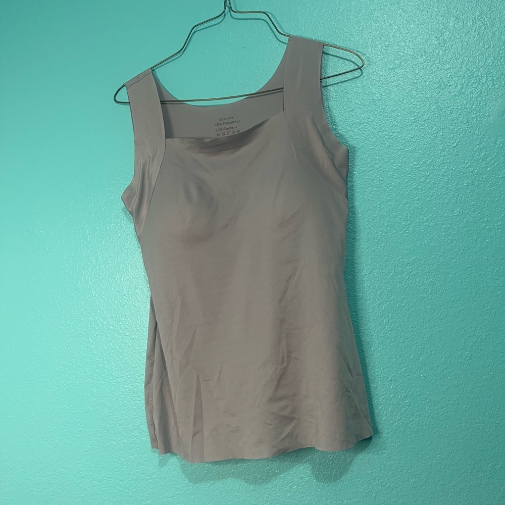Square-Neck Tank Top in Taupe